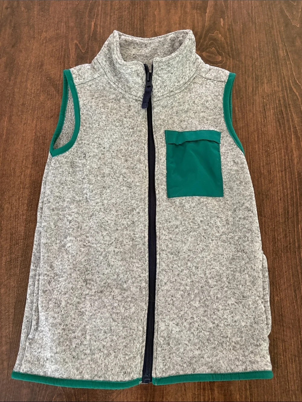 Carter's Gray Fleece Vest with Green Trim & Pocket